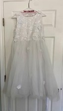 Girls Long Maxi White Wedding/Communion/Party Dress, Size 12-14