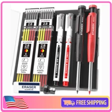 2PCS Carpenter Pencils with Sharpener, Heavy Duty Woodworking Tools, Mechanical