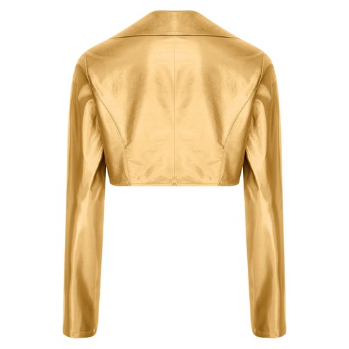 Giacca Donna Cappotto Lucido Moto Capispalla Rock Streetwear Cropped Clubwear - Foto 16 di 49