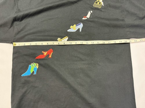Mili Designs Women’s Vintage Black T-Shirt Top Embroidered Heels Shoe Print L - Picture 4 of 10