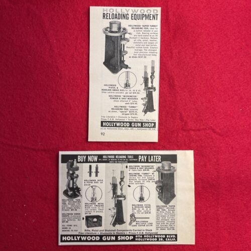(2) Vintage 1959 Hollywood Gun Shop Print Ad Firearm Reloading Equipment Qty 2 - Afbeelding 1 van 9