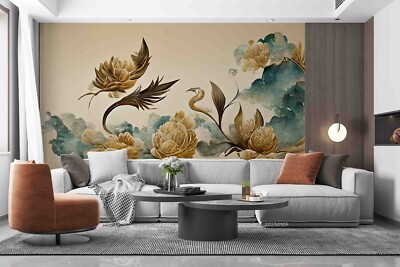 3D Abstract Art Floral Plant Self-adhesive Removeable Wallpaper Wall Mural