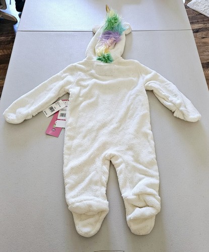 NUEVO CON ETIQUETAS Wippette Niños Brillo Polar Unicornio Sudadera con Capucha Una Pieza Crema 6-9 Mos - Imagen 2 de 7
