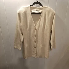 Vintage Molly & Max Women's L Oatmeal Linen Blend Button up Jacket Blazer