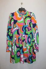 TRINA TURK BLOOM BLOUSON DRESS 100% ORGANIC COTTON SATEEN FLORAL MULTI SIZE 8 US