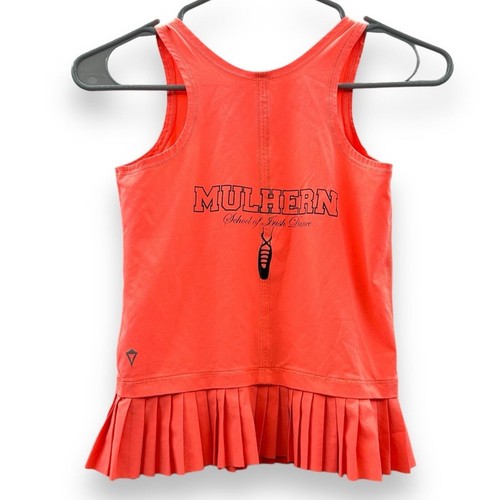 Lululemon Ivivva Coral Sleeveless Pleated Irish Dance School Logo Tank Top Sz 8 - Picture 2 of 10
