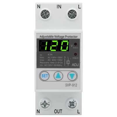 SVP912 63A/80A 120V AC Adjustable SelfRecovery Under Voltage Current Protector