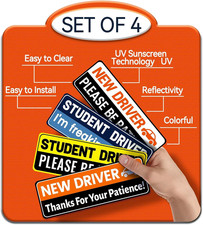 Student Driver Magnet for Car: 4 Pack Funny  Reflective Be Patient Bumper St...