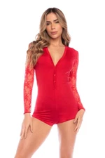 Mapale Lounge Long Sleeve Sleep Romper Red