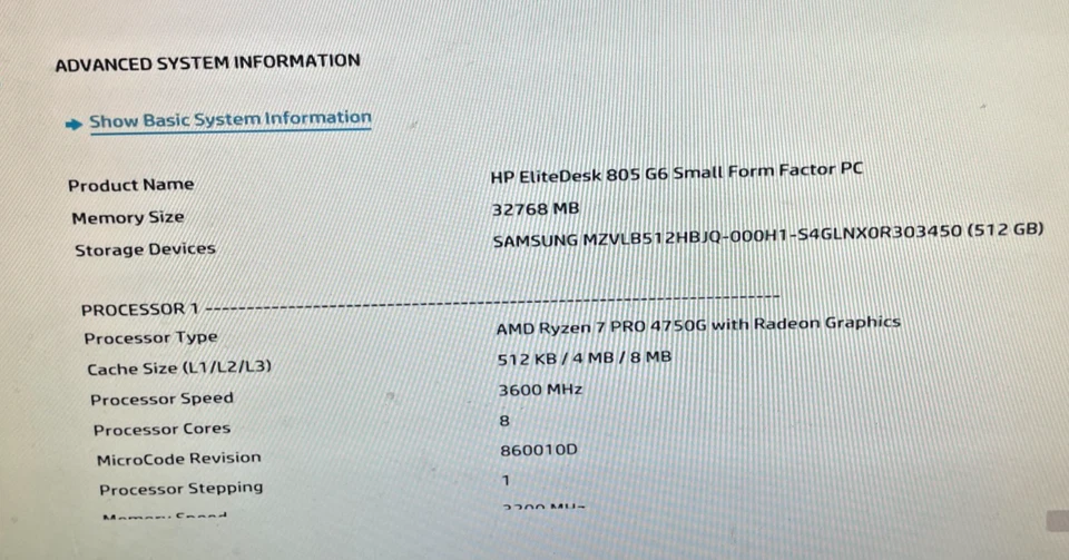 HP EliteDesk 805 G6 SFF PC- AMD Ryzen 7 Pro 4750G - 32GB RAM - 512GB SSD - Wi-Fi - Image 2 of 4