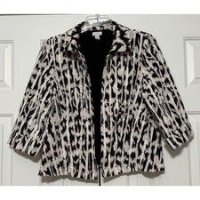 Chico's Black and White Embellished Blazer-Style Jacket, Size 2