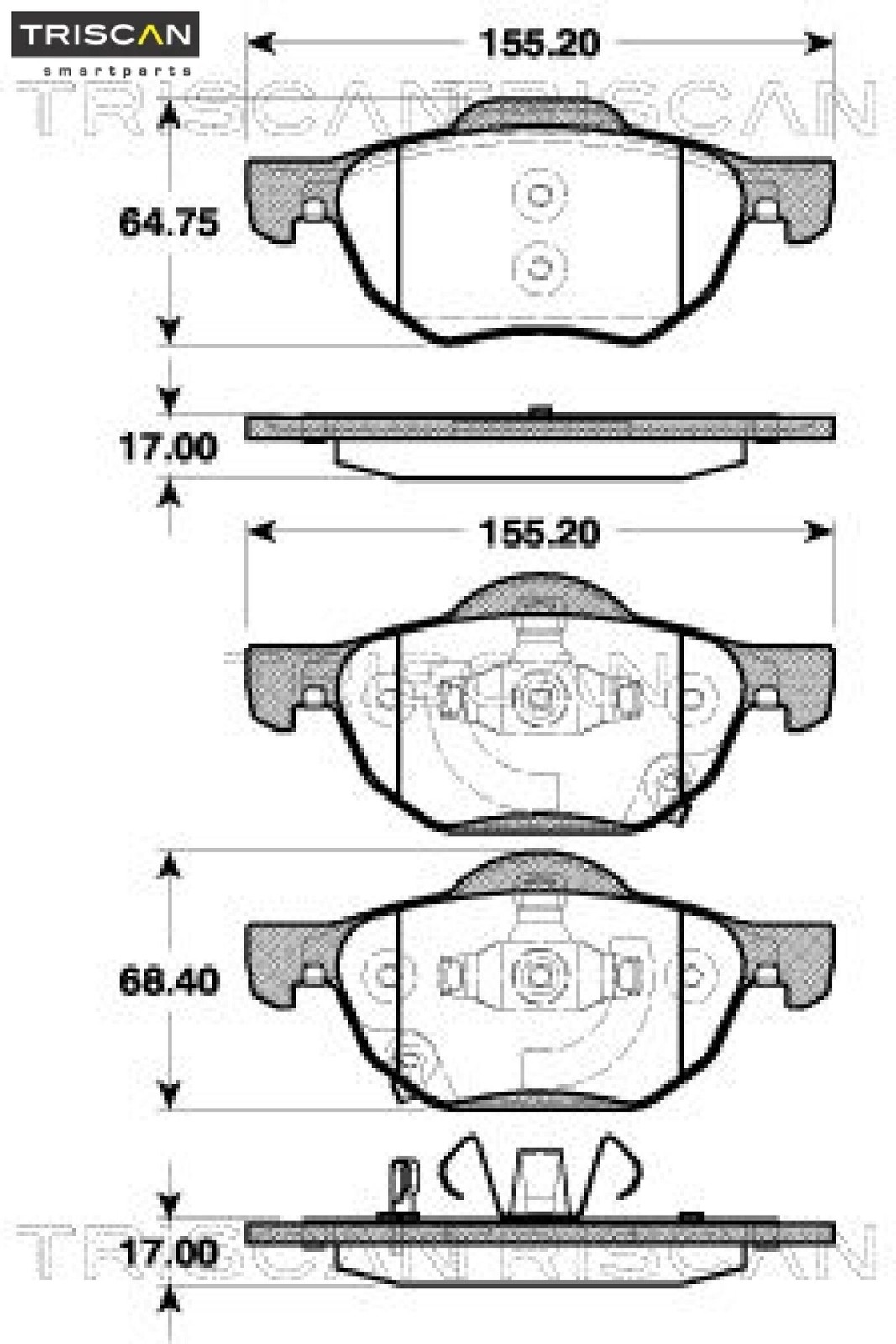 Triscan Bremsbelagsatz, Scheibenbremse [Hersteller-Nr. 811040010] für Honda - Bild 3