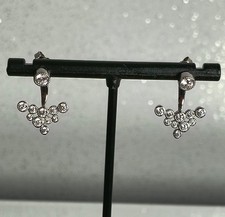 Sterling Silver CZ Front And Back Stud Earrings