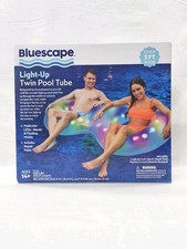 Light Up Fun Bluescape Twin Double Ring LED Pool Tube Inflatable Float Ring NEW