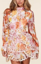 Women’s Floral Mini Summer Dress, Multicolor, Designer Look, Size: Small