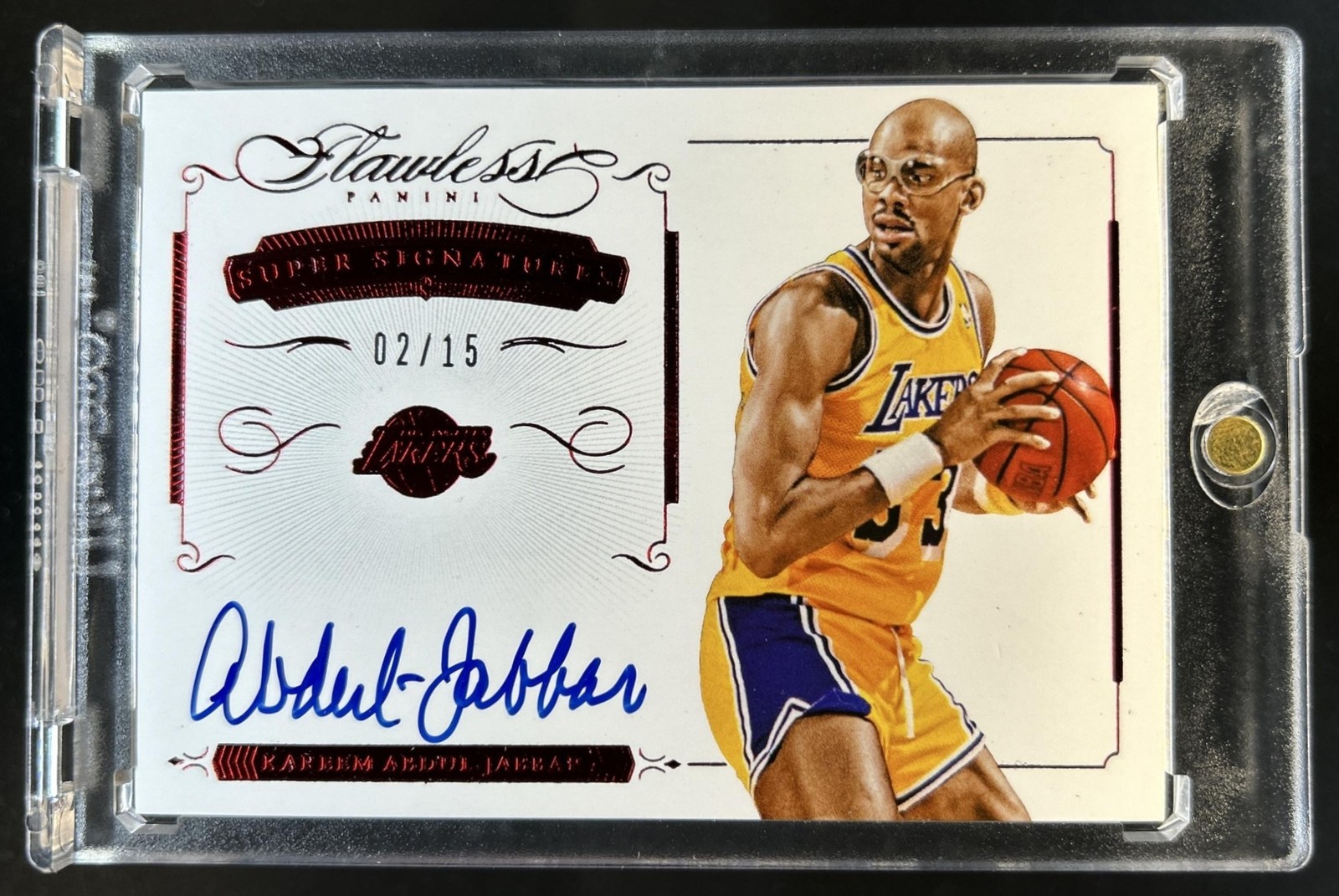 2014-15 Panini Flawless Kareem Abdul-Jabbar Super Signatures Ruby Auto #/15