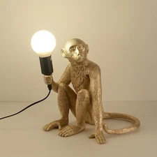Nordic Style‌ Resin Ornament Bedside Lamp LED Table Light Monkey Desk Light Gold