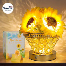Birthday Gifts for Women, Gift Basket for Mom Sunflower Cordless Table Lamp,3 Co