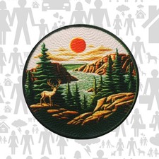 Mountain Patch Iron-on Applique Clothing Vest Jacket, Wild Animal Badge Nature