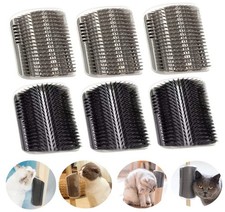 Magnoloran 6 Pack Cat Self Groomer with Catnip Pouch Wall 3 Grey+3 Black