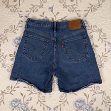 Levi's 501 Original Shorts Women 26 Blue Distressed High Rise Button Fly