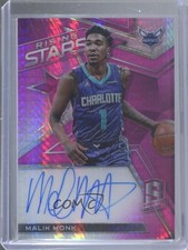 2017 Spectra Rising Stars Signatures Neon Pink Prizm 18/25 Malik Monk Auto 04dh