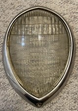Vintage 1930s Ford Twolite Teardrop Head Lamp Lens With Metal Frame Ring