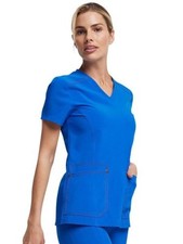 Dickies Riveting 2-Pocket STRETCH Contrast Stitching XXS V-Neck Scrub Top- DK747