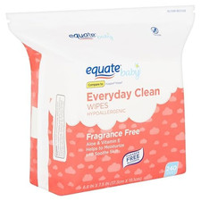 Equate Baby Everyday Clean Fragrance Free Wipes, 240 Count Sponge and CARD Gift
