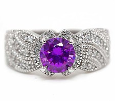 3CT Amethyst  Topaz 925 Solid Sterling Silver Ring Jewelry Sz 7
