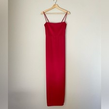 NEW Reformation Frankie Satin Sheath Maxi Dress Rubies Pink Red | sz 0