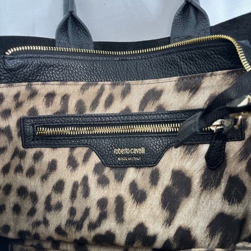 Borsa Roberto Cavalli doppio manico superiore rettangolare in pelle nera OTTIMA UC - Foto 19 di 21