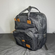 Large Multi-Compartment Diaper Bag Backpack w/ USB Port Changing Pad Gray