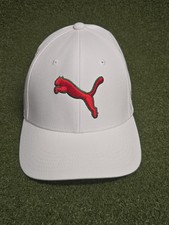 PUMA Evercat Men's Baseball Cap Stretch Fit White Red Green S/M LIGHTLY Used