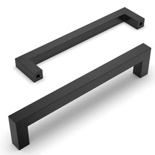 10 Pack Matte Black Cabinet Pulls 6.25 Inch Kitchen Handles –Square Drawer Pulls