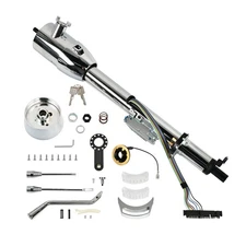 Chrome Stainless 28" Tilt Automatic Steering Column w/9 Hole Wheel Adapter & Key