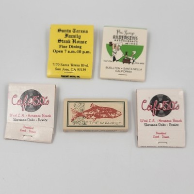 5 Vintage Restaurant Matchbooks 80s 90s Excellent New