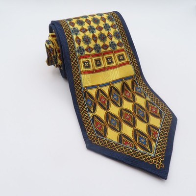 Angelo Litrico Silk Tie Blue Red Gold Baroque 3.75' Wide 58'' Long Italy