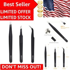 High Precision 3PC Tweezers Set - Ideal for Electronics  Jewelry Making