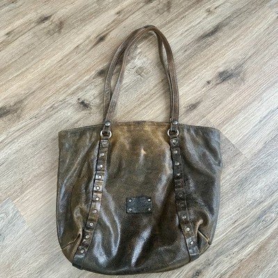 PATRICIA NASH Large Chocolate Brown Distressed Leather Benvenuto Tote Bag Purse