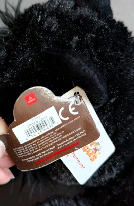 Aurora Black Scottie Dog Plush Toby 02433 New Toto Wizard Of Oz 10" Toon Goggles - Image 2 of 4