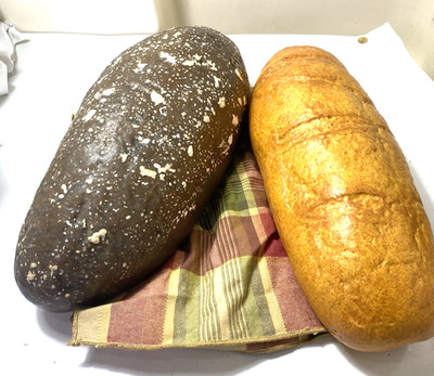 2 Realistic looking Loafs Of Bread plus square cloth fabric