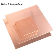 Kupferblech 0.5mm-6mm Cu 99.9% Platten Zuschnitt Feinblech nach Ma&szlig; 50mm-600mm