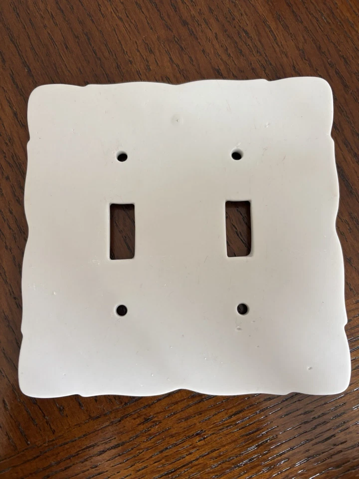 Juego de 6 cubiertas de interruptor de doble luz cerámica porcelana blanca vintage Foto 2 de 2