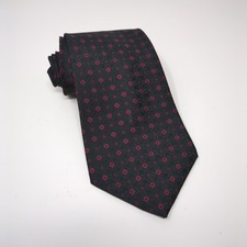 Wembley Black Red Small Floral Neat Foulard Silk Made In USA Mens Neck Tie