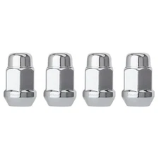Chrome M12x1.25 Lug Nuts | Closed End Bulge - 19mm Hex | 1.4" Tall | Pack of 4