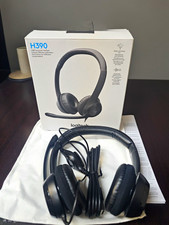 Logitech H390 USB Wired Stereo Headset Black Noise-Cancel Boom Mic Mute/Vol