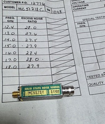 MSC, Microwave Semiconductor MC51218, Noise Source 12.4-18GHz, ENR 28 dB