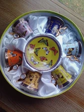 Classic Coffee & Tea Butterfly Expresso Cups& Saucers Set Of 6