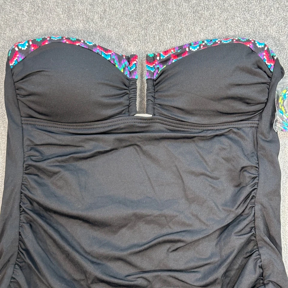 A.N.A. Tankini Top de Natación Para Mujer 8 Negro Multicolor Correas Extraíbles Acolchado Nuevo Foto 2 de 4